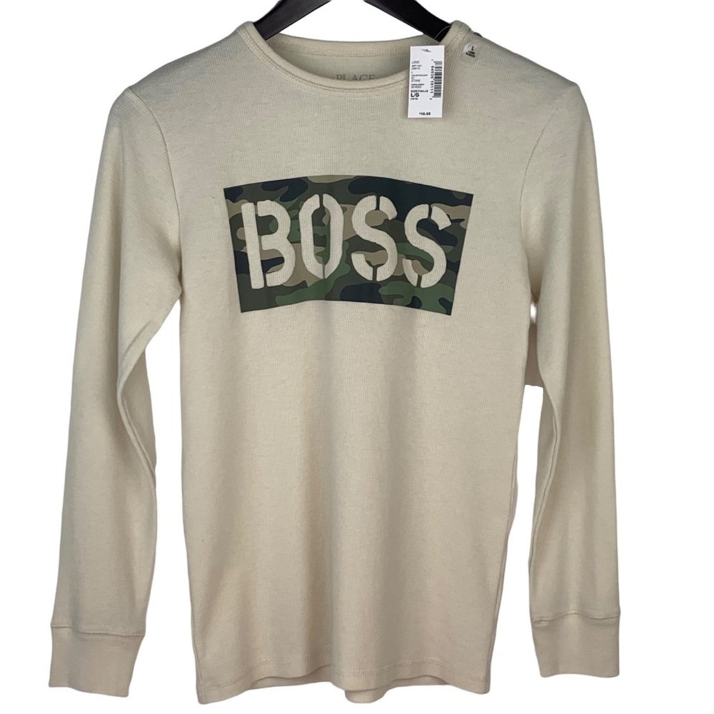 The Children's Place Long Sleeve BOSS Knit Shirt Size L 10/12 NWT